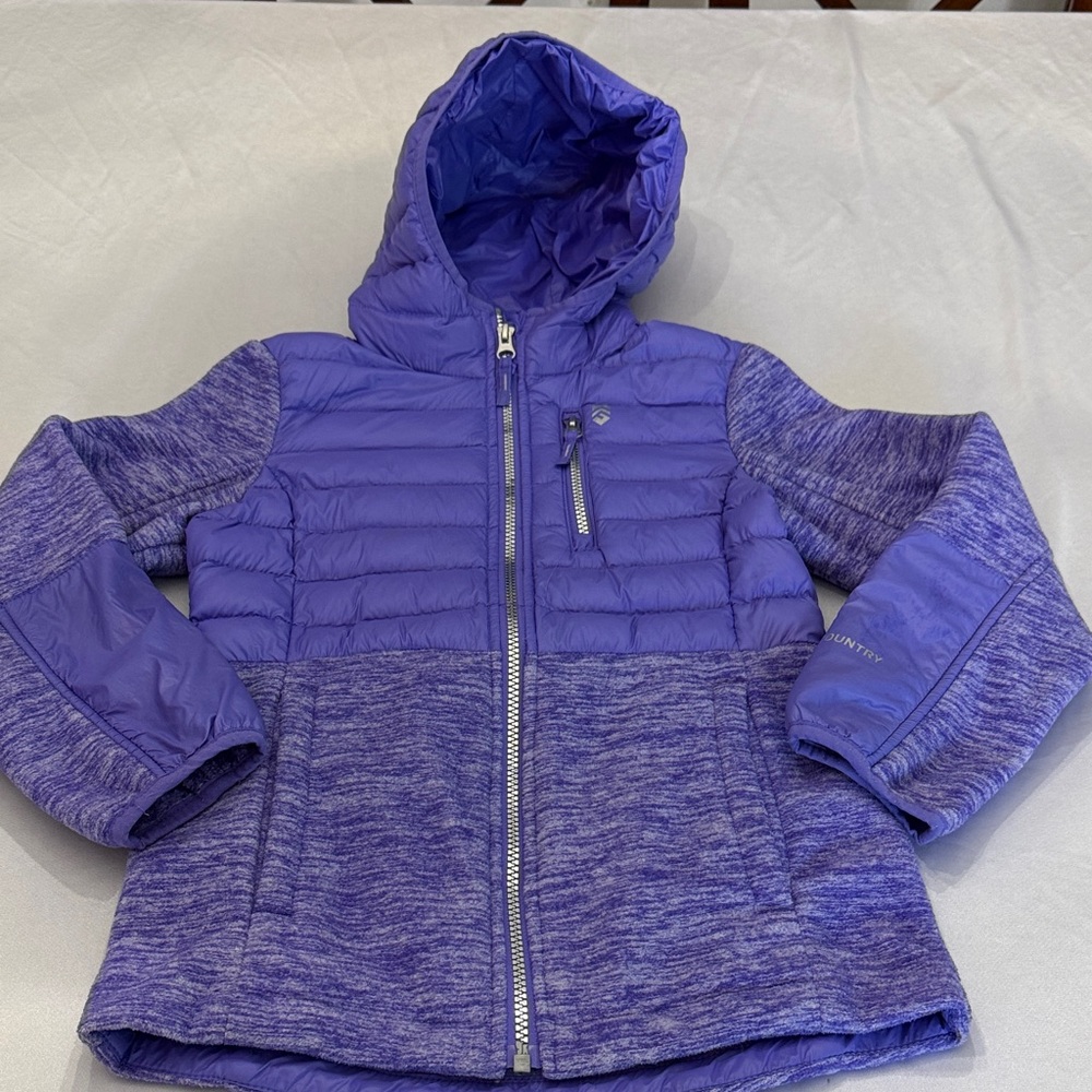 Free Country Girls Purple Hooded Puffer Jacket S 7/8